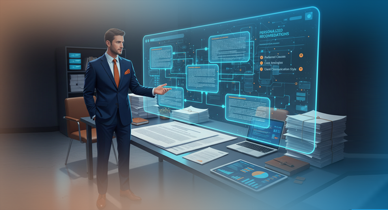 Иллюстрация: юрист взаимодействует с ИИ-помощником, работающим с юридическими документами через RAG-систему